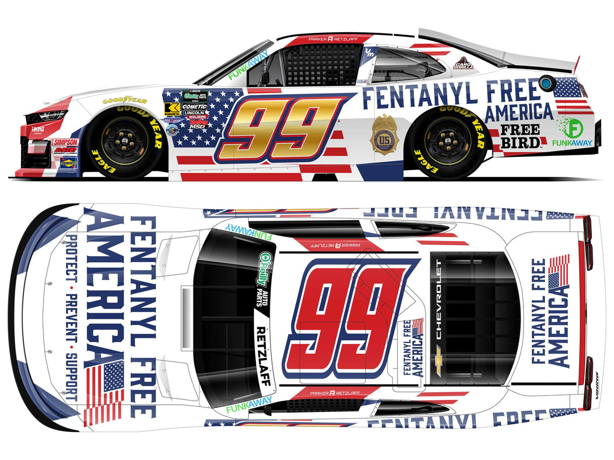 *PREORDER* 2026 Parker Retzlaff #99 Fentanyl Free America 1/24 Color Chrome NASCAR Diecast