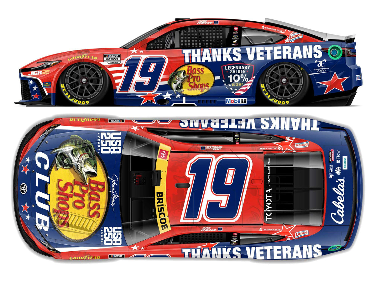 *PREORDER* 2026 Chase Briscoe #19 Bass Pro Shops Thanks Veterans Toyota Camry 1/24 ELITE NASCAR Diecast