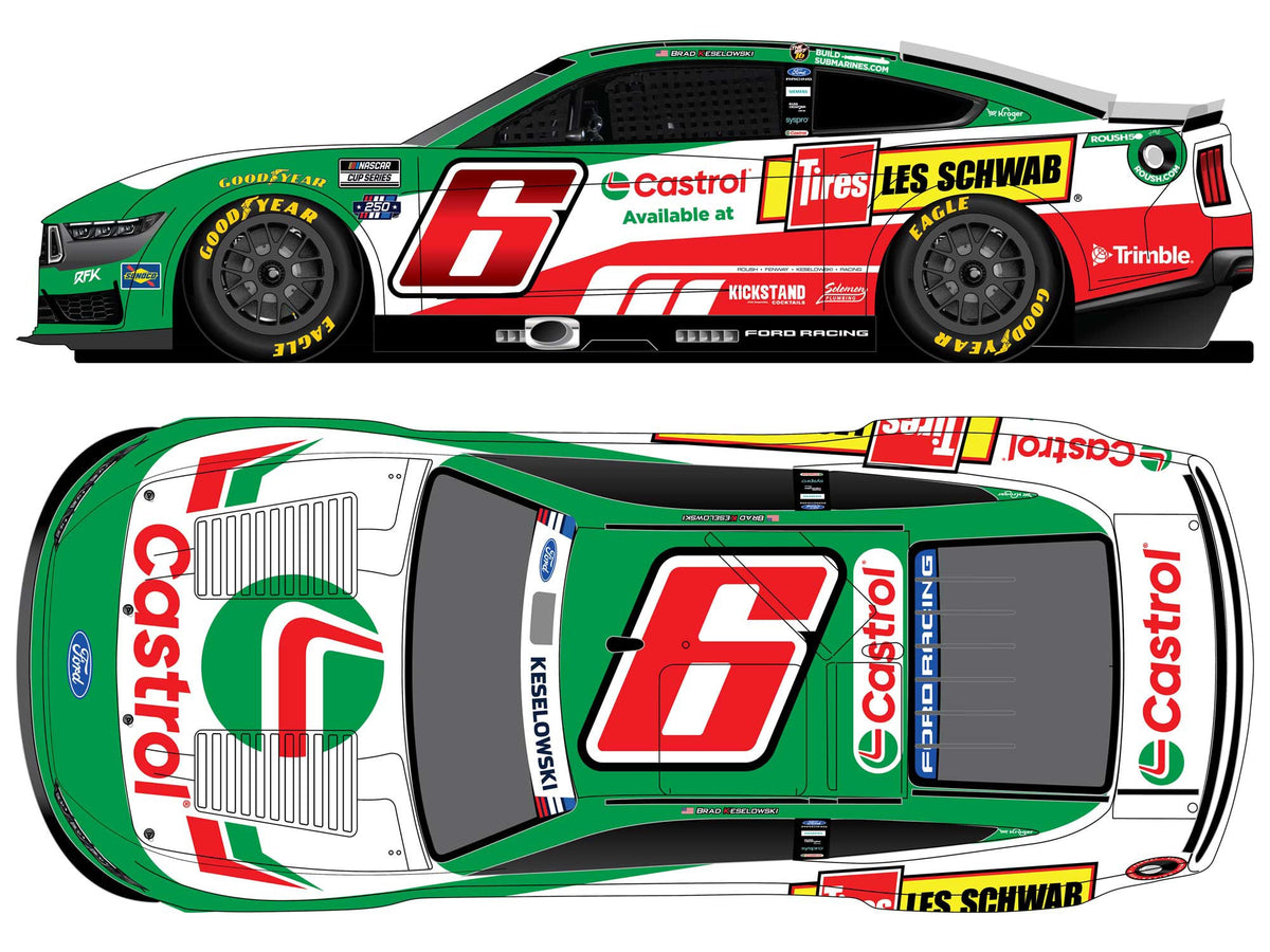 *PREORDER* 2026 Brad Keselowski #6 Castrol / Les Schwab Ford Mustang 1/24 ELITE NASCAR Diecast FOIL NUMBER