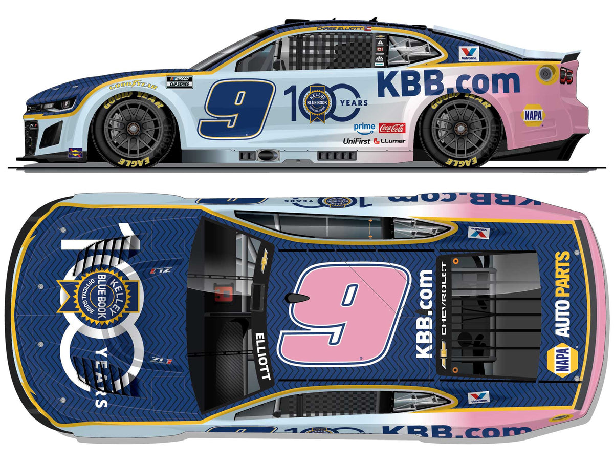 *PREORDER* 2026 Chase Elliott #9 Kelley Blue Book 100th Anniversary Chevrolet 1/24 Color Chrome NASCAR Diecast