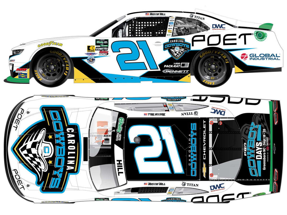 *PREORDER* 2026 Austin Hill #21 Carolina Cowboys Chevrolet 1/24 Standard Finish NASCAR Diecast