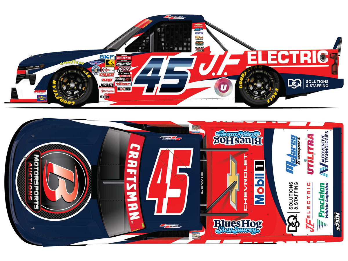 *PREORDER* 2026 Landen Lewis #45 Circle B Motorsports Auctions / J.F. Electric Chevrolet Silverado 1/64 NASCAR Diecast FOIL NUMBER